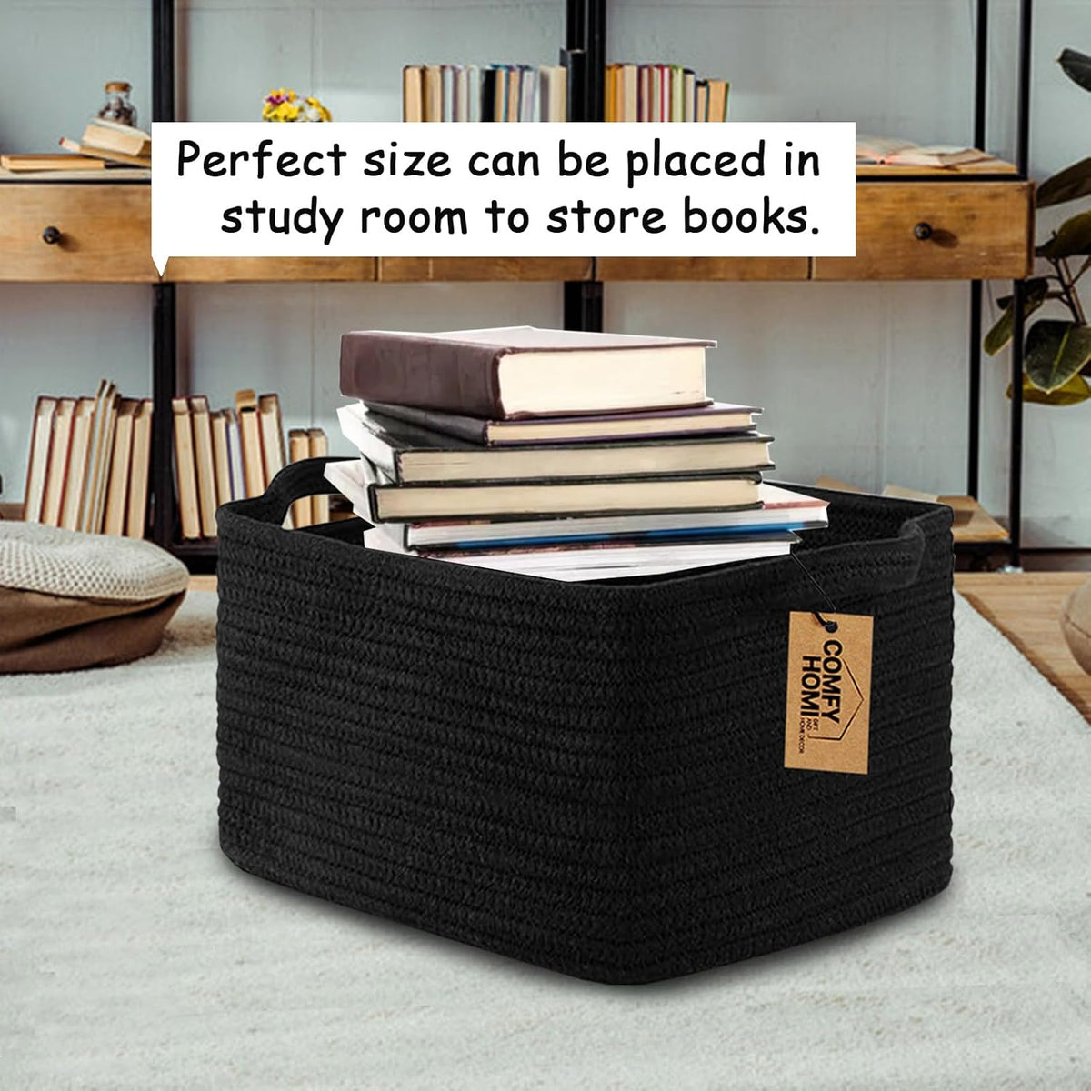 COMFY-HOMI Storage Basket for Shelves, Woven Baskets for Storage, Cotton Rope Basket,Toy Storage