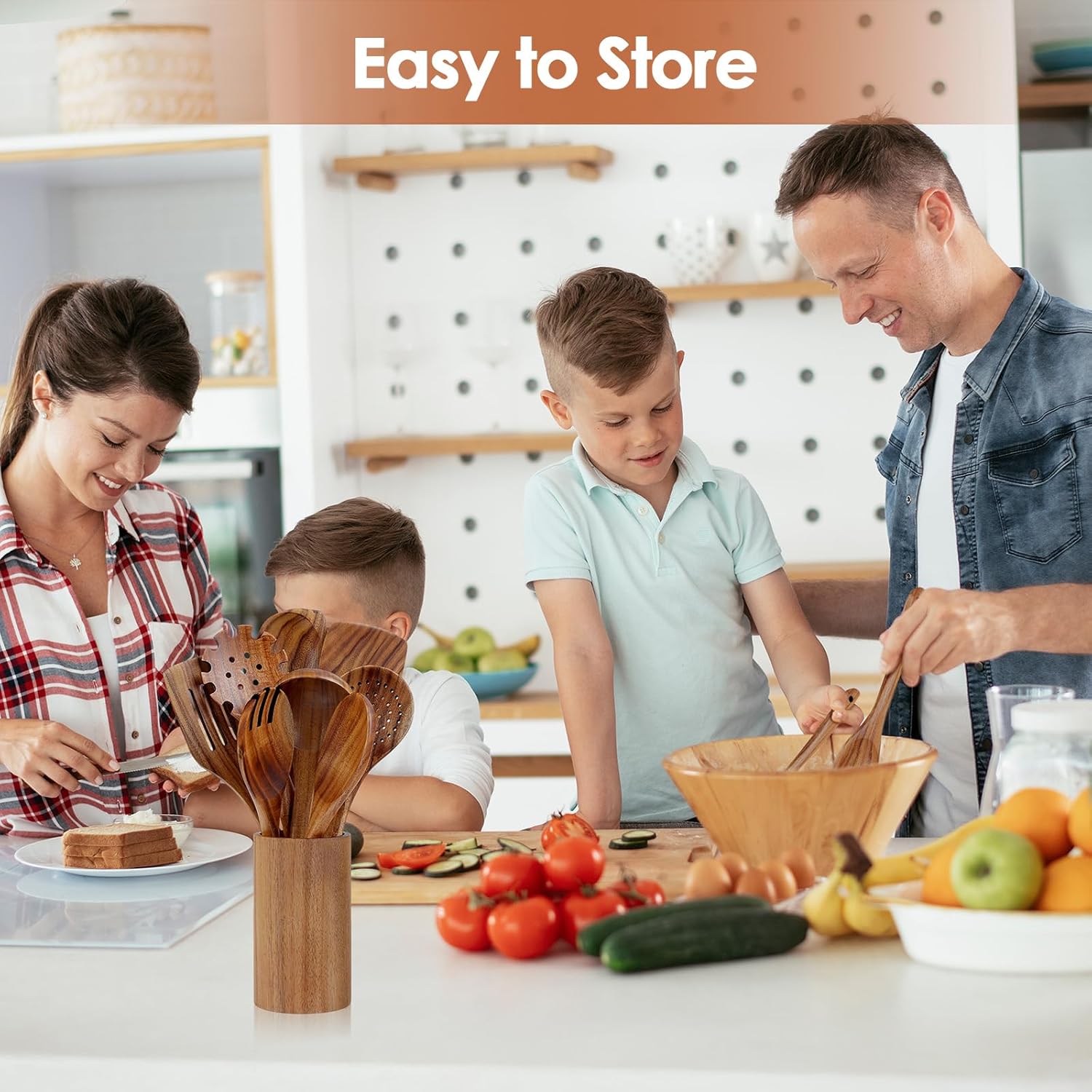 comfoyar Teak Wooden Spoons for Cooking, 10 Pieces Kitchen Cooking Utenails Set with Spatula and
