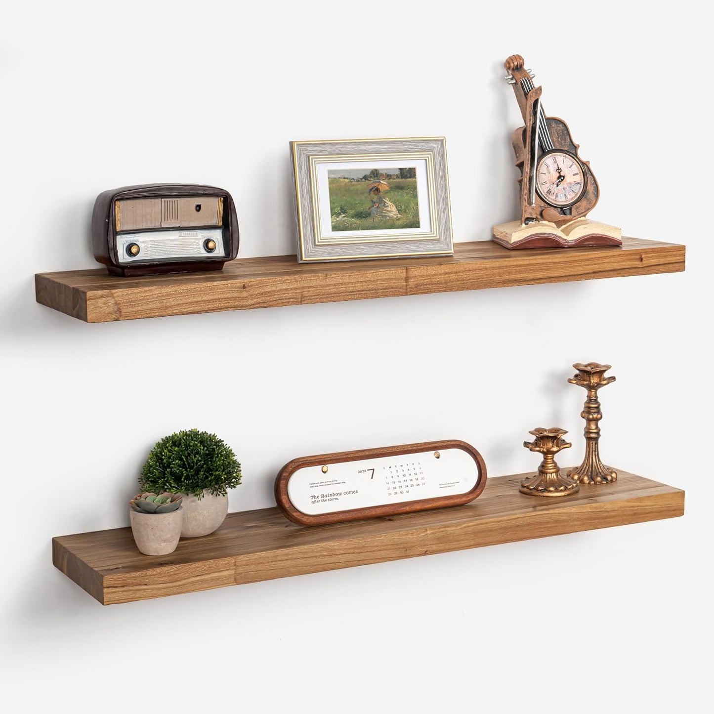 Axeman Floating Shelves for Wall - 32''W x 8'' D Rustic Solid Elm Wood Shelves for Storage, Wall