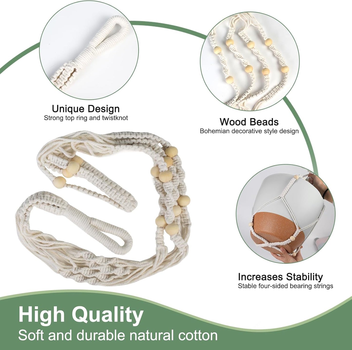 41.5 Inch Macrame Plant Hanger Indoor Outdoor with 12 Inch Flower Pot, Hanging Planter for Plants
