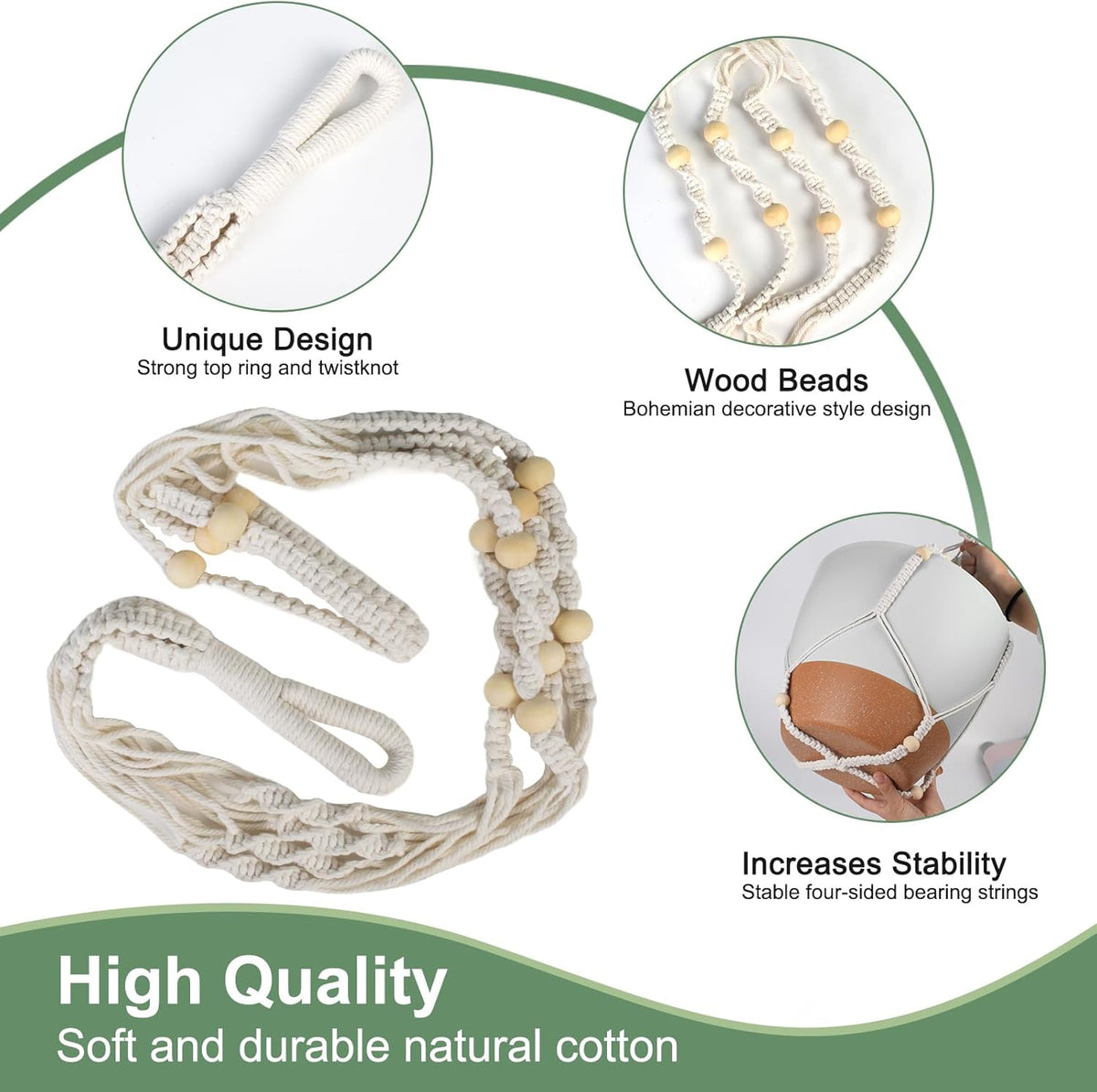 41.5 Inch Macrame Plant Hanger Indoor Outdoor with 12 Inch Flower Pot, Hanging Planter for Plants