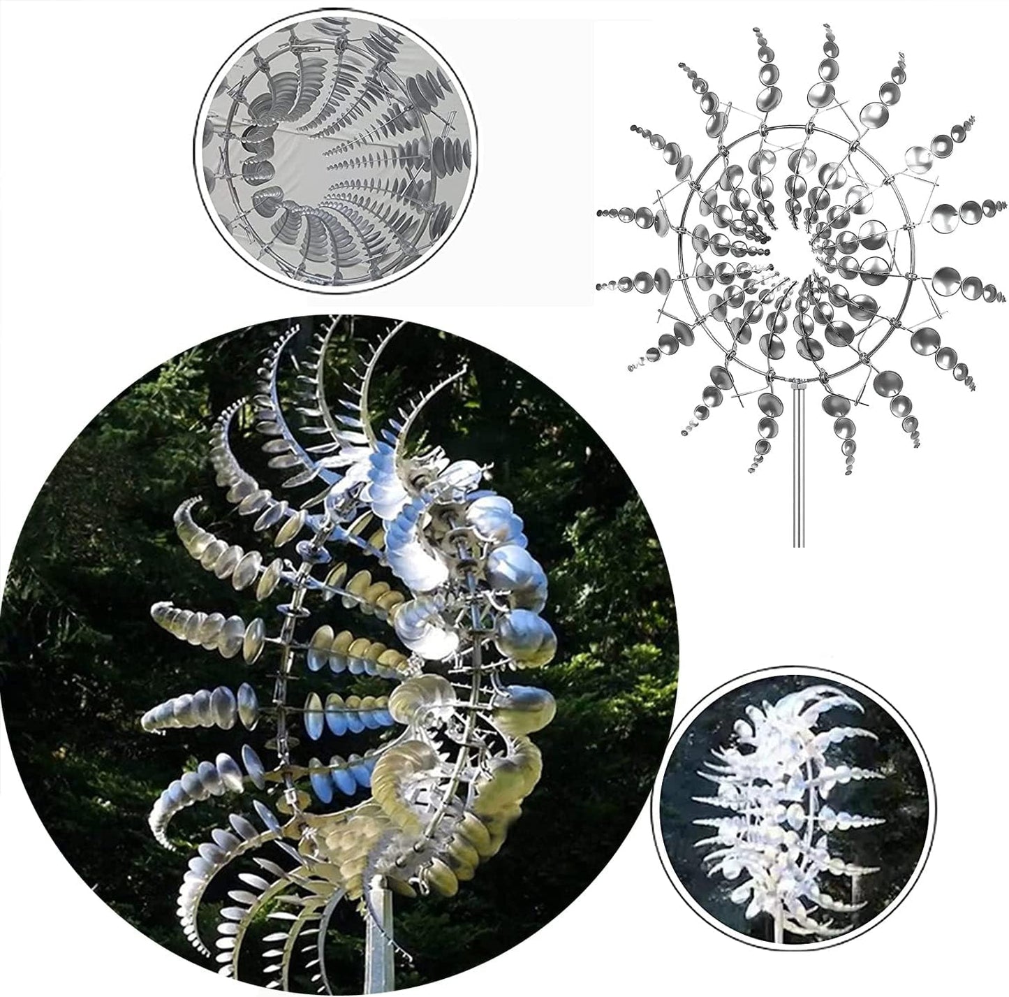 Unique and Magical Metal Windmill, 3D Wind Kinetic Sculpture, Wind Spinner Solar, Lawn Solar Wind