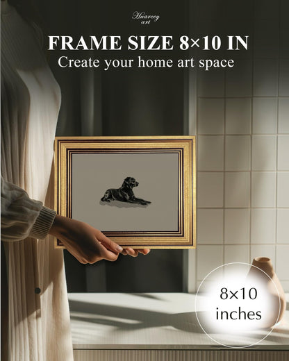 HUARCEY Gold Framed Vintage Wall Art Black Dog Wall Decor Minimalist Animal Art Pictures Room Decor