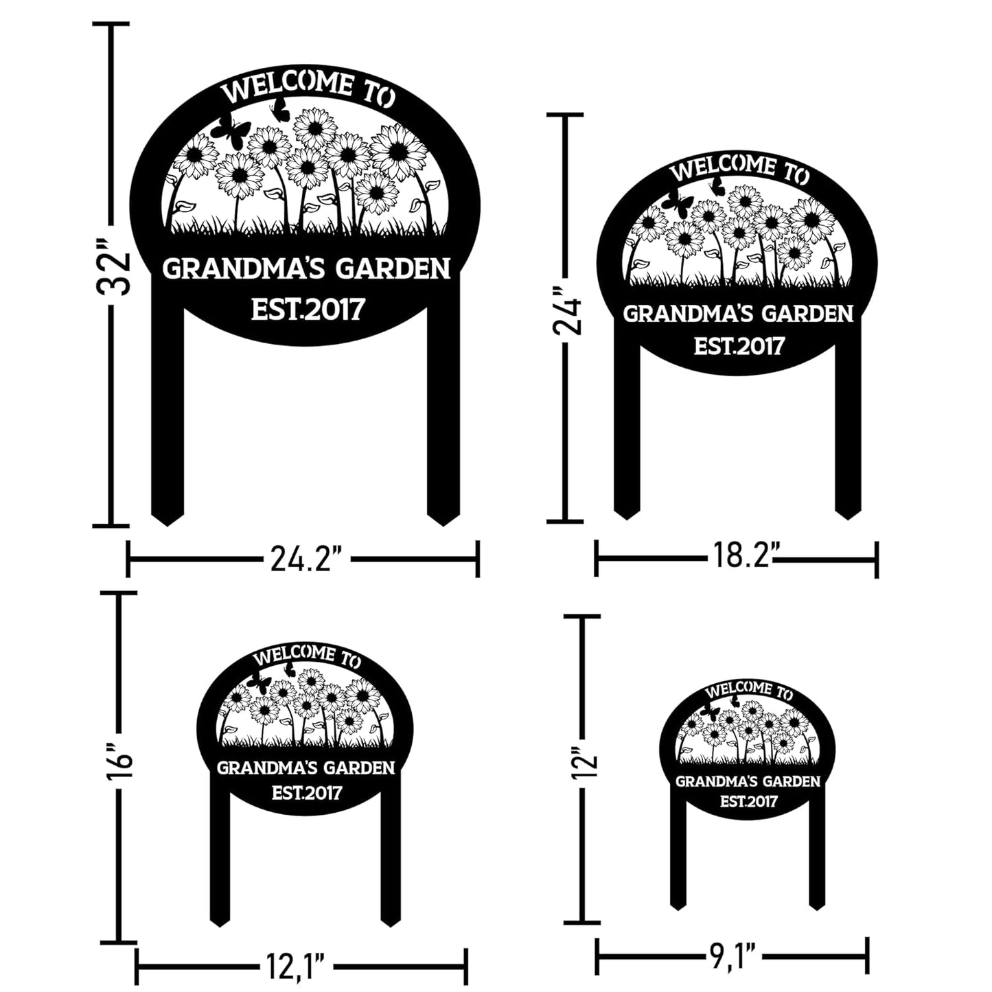Personalized Metal Garden Sign with Stake, Custom Flowers Garden Decor for Outdoor, Custom Family