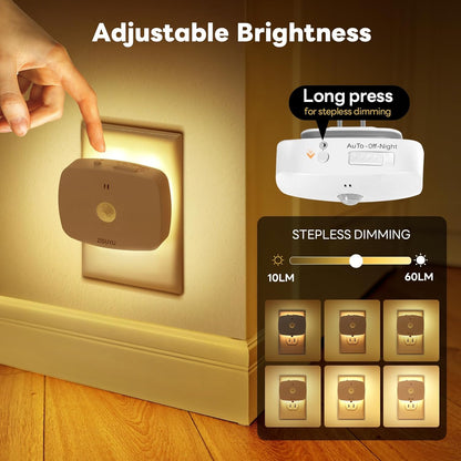ZISUYU Plug-in LED Backlit Night Light with Motion Sensor & Dusk to Dawn Sensor, 10-60lm Dimmable