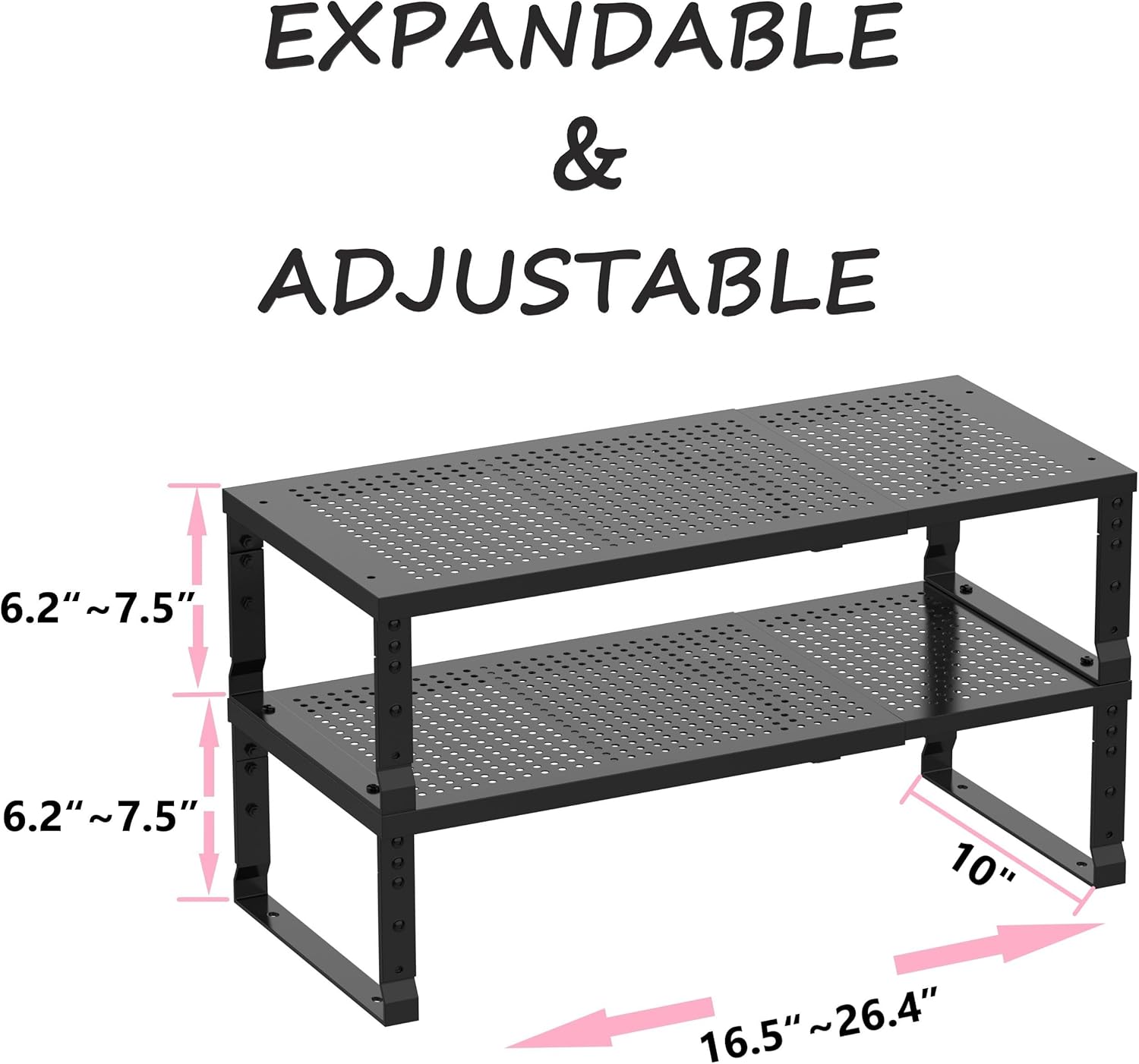 Metal Stackable Expandable Storage Shelf - Multi-Functional Home Storage Shelf, Suitable for