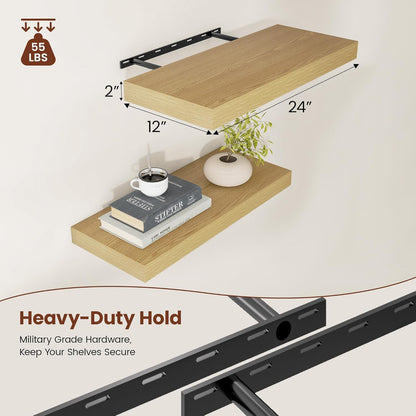 12 Inch Deep Floating Shelves 24 inch Long, 24 x 12 Wide Wall Shelves with Invisible Brackets