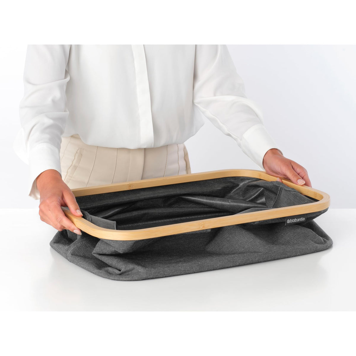 Brabantia - Foldable Laundry Basket 10.6 Gal - Water Resistant Hamper for Wet & Dry Laundry