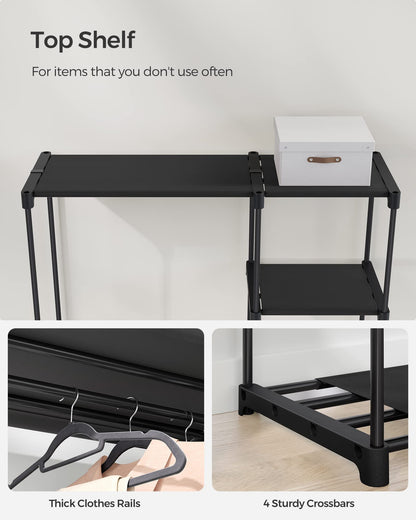 SONGMICS Portable Closet, Freestanding Closet Organizer, Clothes Rack with Shelves, Hanging Rods