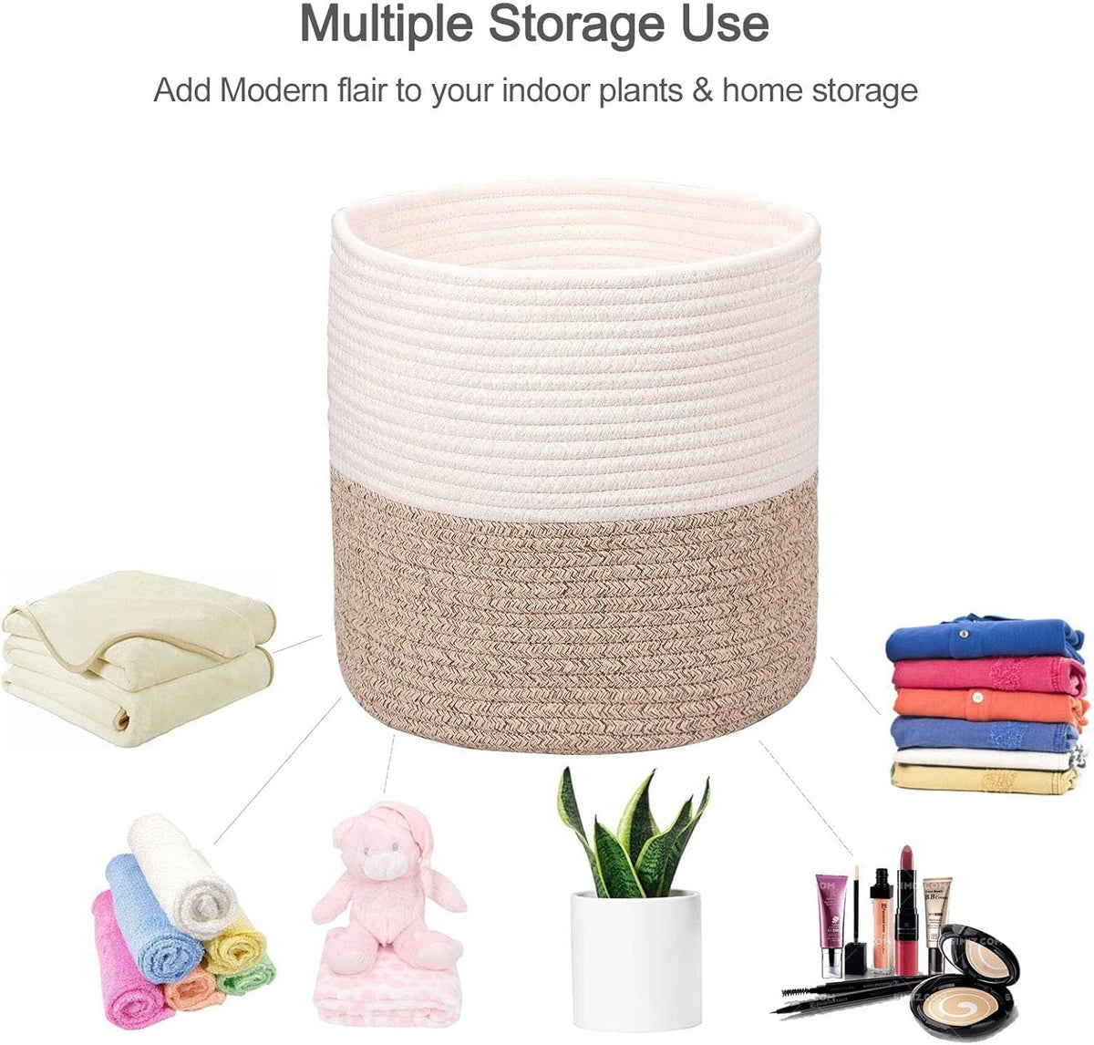 Planter Baskets for Indoor 11" Planters Cotton Rope Flower Plant Pots Cover,Woven Storage Baskets