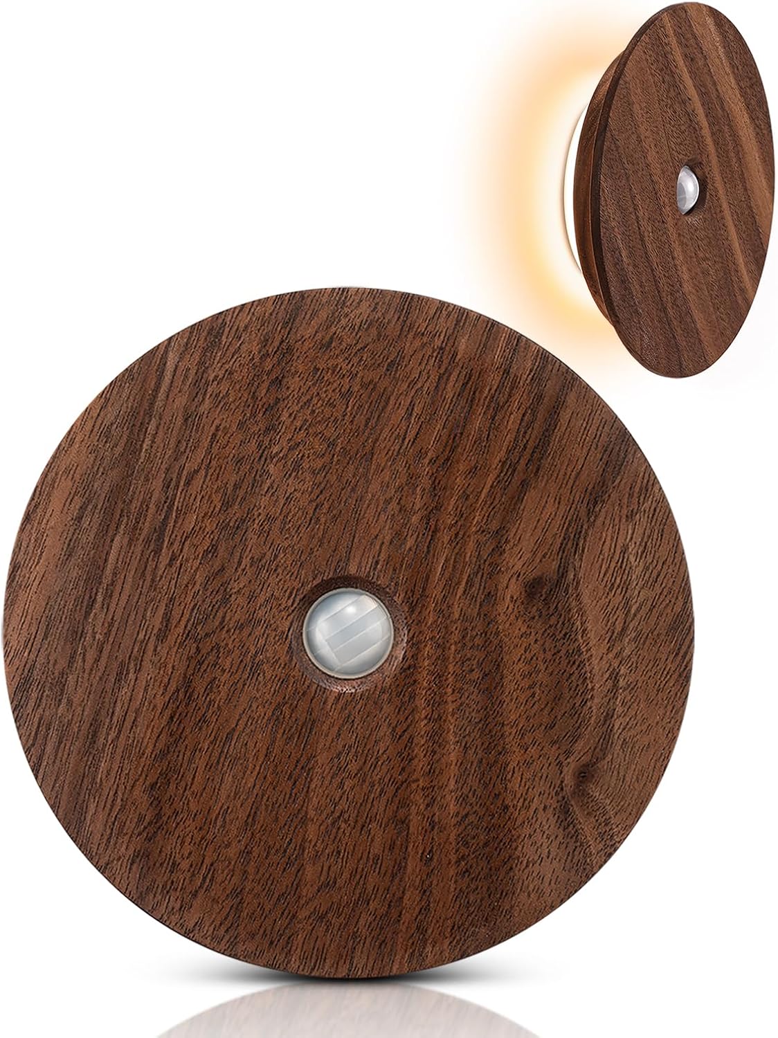 Motion Sensor Night Light Wood Rechargeable Battery-Powered Stick-On Step Lights Magnetic Closet
