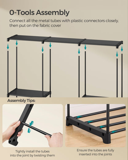 SONGMICS Portable Closet, Freestanding Closet Organizer, Clothes Rack with Shelves, Hanging Rods