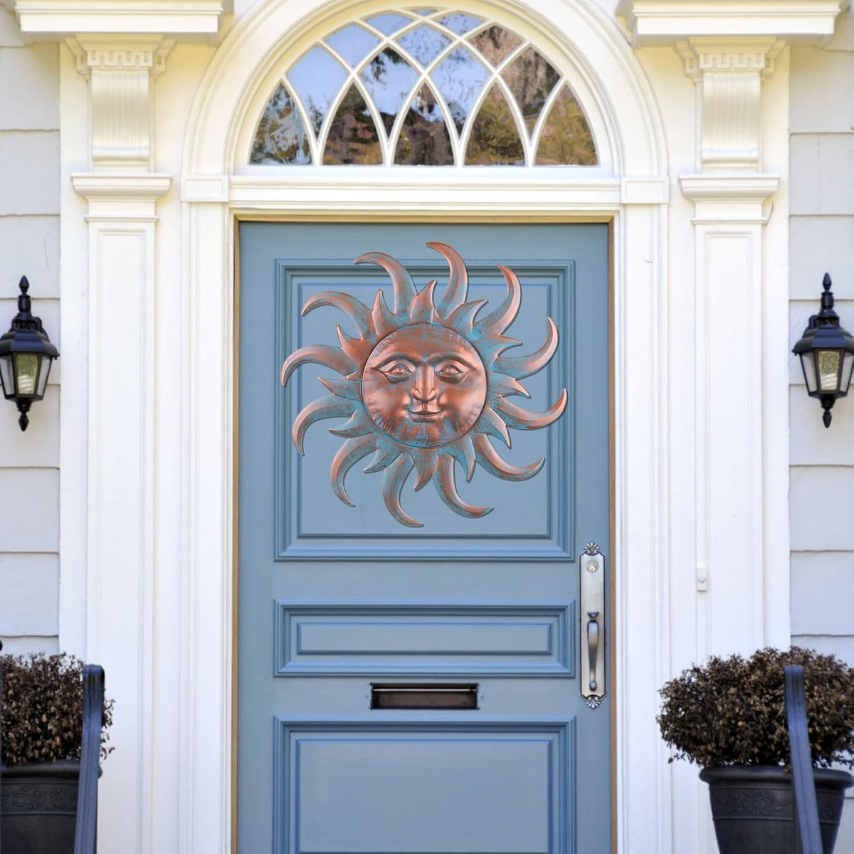 VZVXCC Sun Metal Wall Art Outdoor Decor - Cute Sun Face Metal Wall Sculpture Statues Wall Art