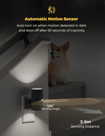 L LOHAS LED Motion Sensor Night Light, [2 Pack] Bright Nightlight, 5000K Daylight White, Motion