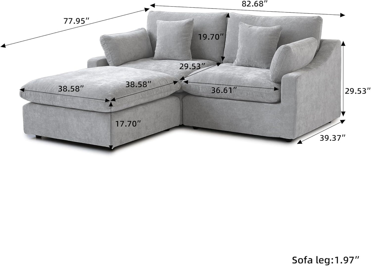 JACH Sectional Couches for Living Room, Cloud Sectional Couch with Deep Seat, Love Seat Modular