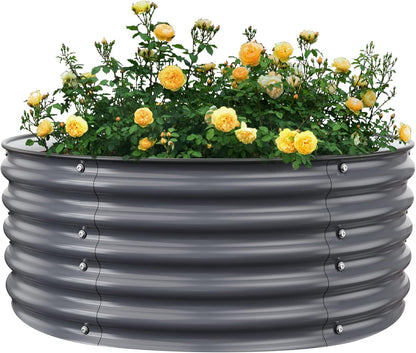 Round Raised Garden Beds, 42''x42''x17''Outdoor Galvanized Garden Planter Box for Vegetable Fruits