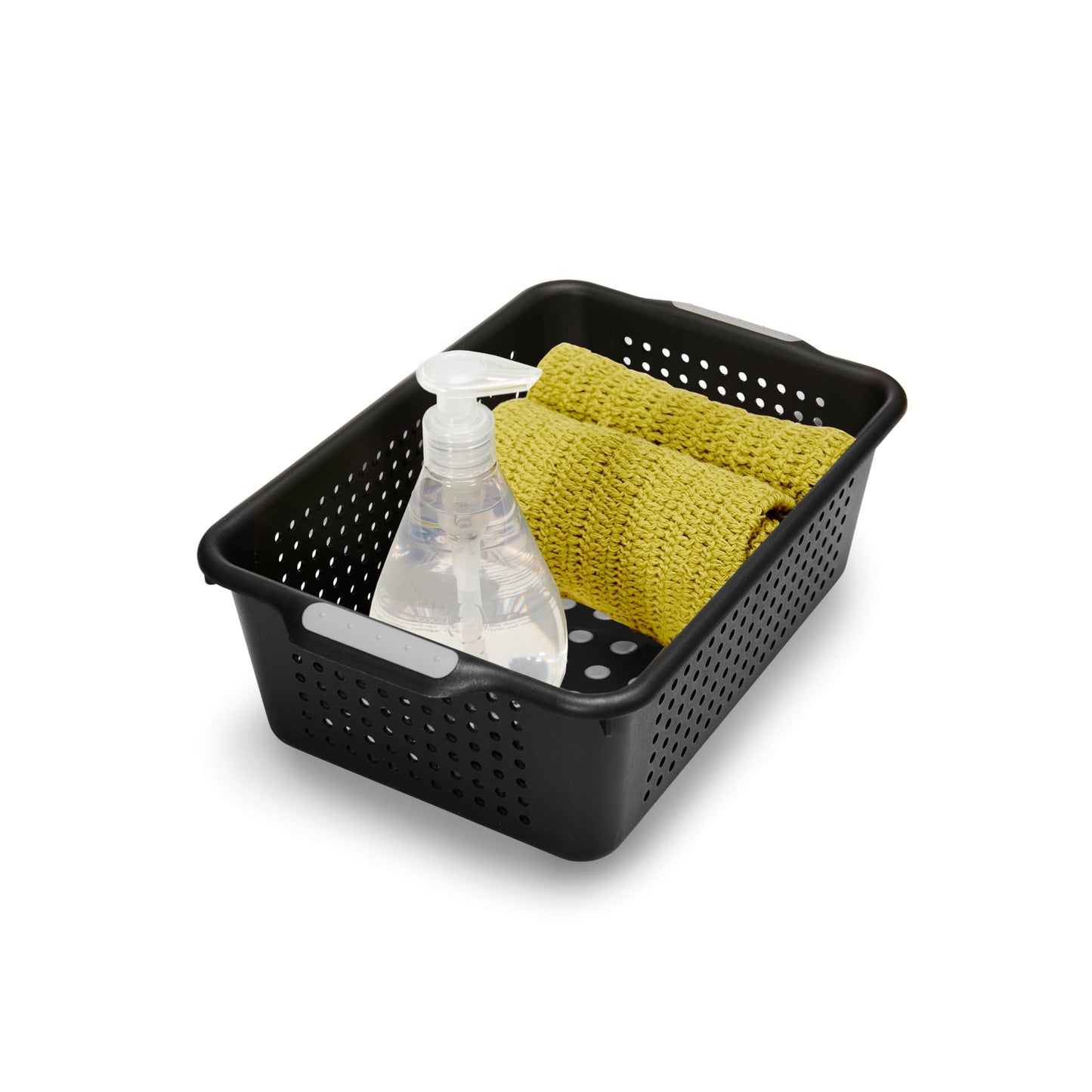madesmart Classic Storage Basket with Soft Grip Handle, Granite