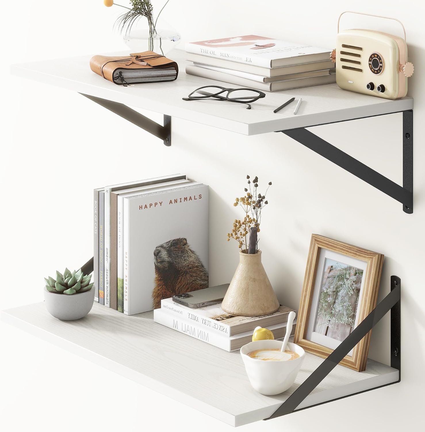 Deep Floating Shelves, 12 Inch Deep Floating Shelves for Wall, 24"W x 12"D Wall Shelves for Books