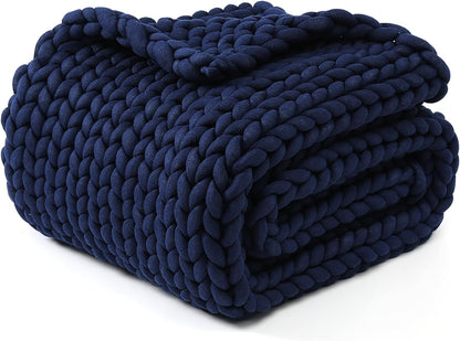 YnM Chunky Throw Blanket, Medium-Weight, Hand Knitted, Skin Friendly, Ventilated and Breathable