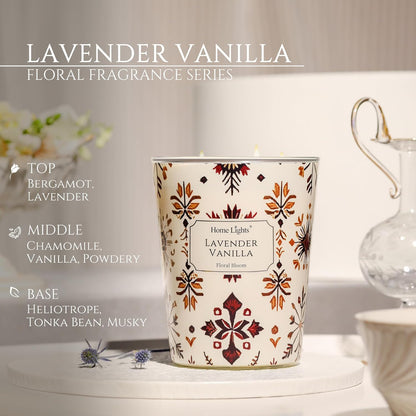 HomeLights Large jar Candle | 3-Wick Long-Lasting Scented Candles, 34oz Natural Soy Wax Candle for