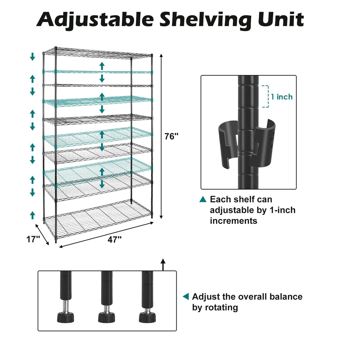 WDT NSF Certified Storage Shelves on Wheels, Heavy Duty Metal Shelves for Storage with Adjustable