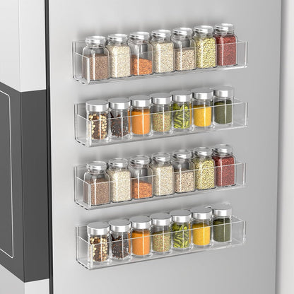 PMMASTO Adhesive Acrylic Spice Rack Organizer for Wall with 2 Nano Double Sided Tape, Spice Shelf