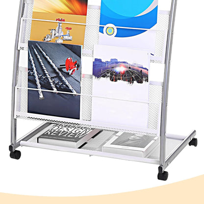PATIKIL L-shaped Magazine Display Racks Floor Standing 4 Layers Brochure Stand Catalog Literature