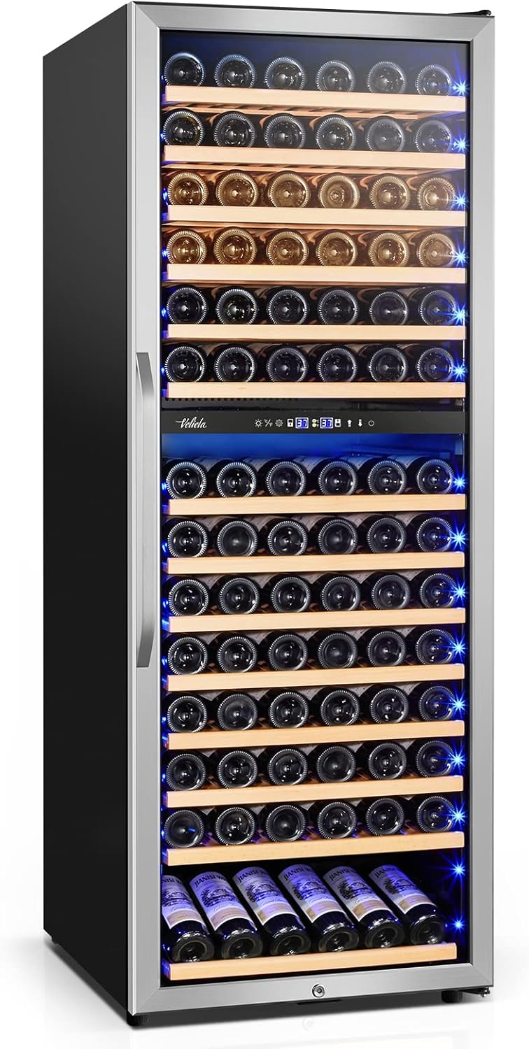 24 Inch Wine Cooler Fridge Dual Zone, Professional Large Capacity High Wine Refrigerator with