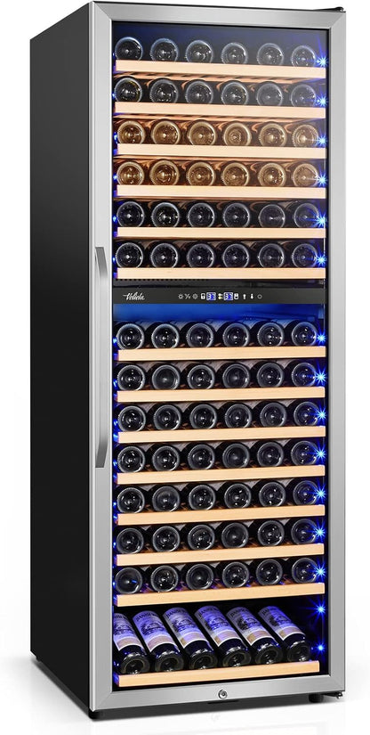 24 Inch Wine Cooler Fridge Dual Zone, Professional Large Capacity High Wine Refrigerator with