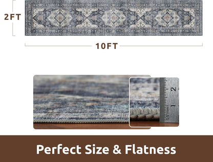 AMOAMI-2X10 Runner Rug-Washable Runners for Hallways-Soft Non Slip Bedside Rugs for Bedroom-Vintage