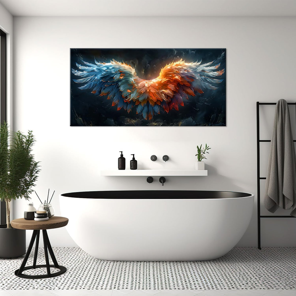 LASMOND Beautiful Colorful Angel Wings Religion Wall Art Decor Artwork for Girls Room Bedroom