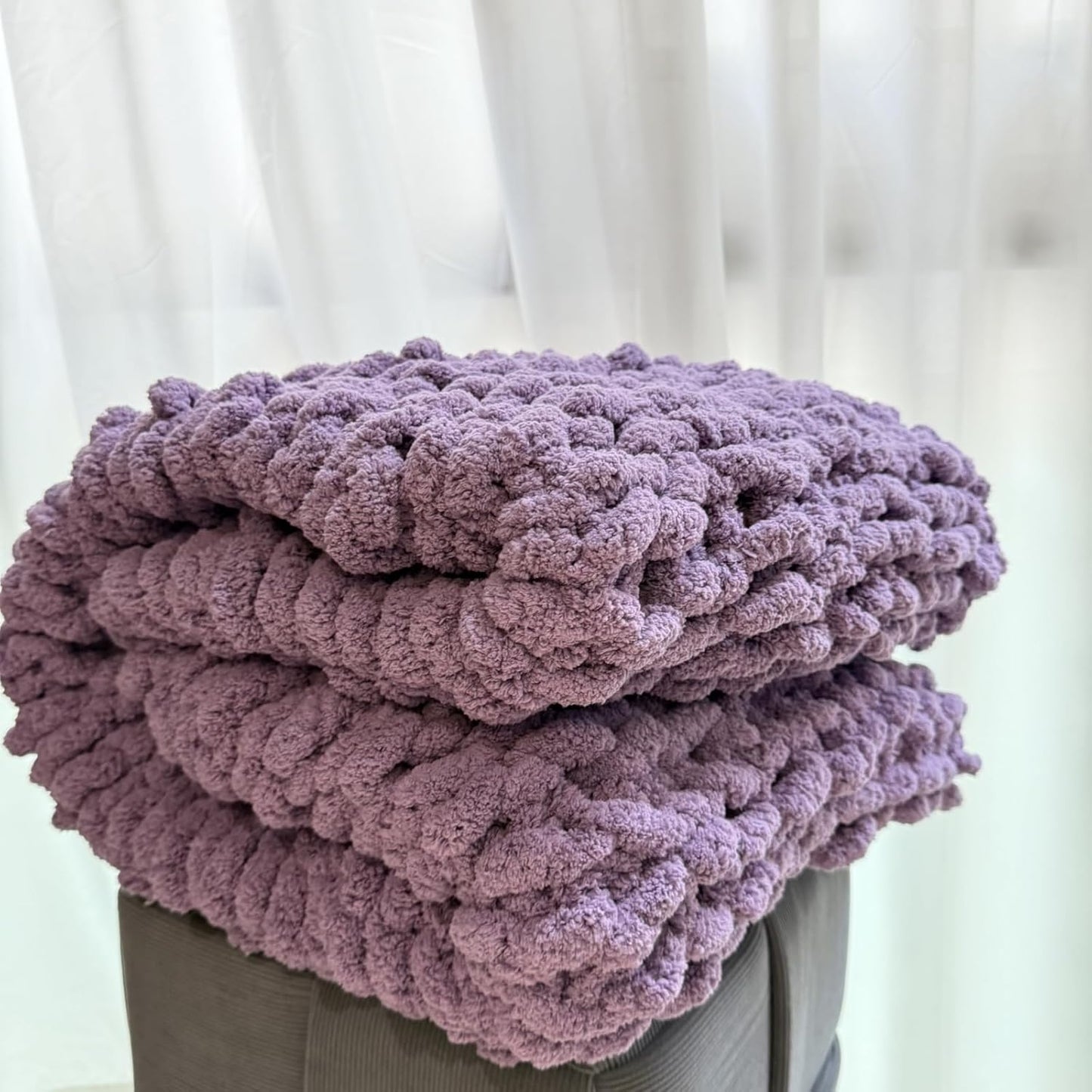 Chunky Knit Blanket Throw 40"x60", Chenille Throw Blankets, Handmade Warm & Cozy Blanket Couch Bed