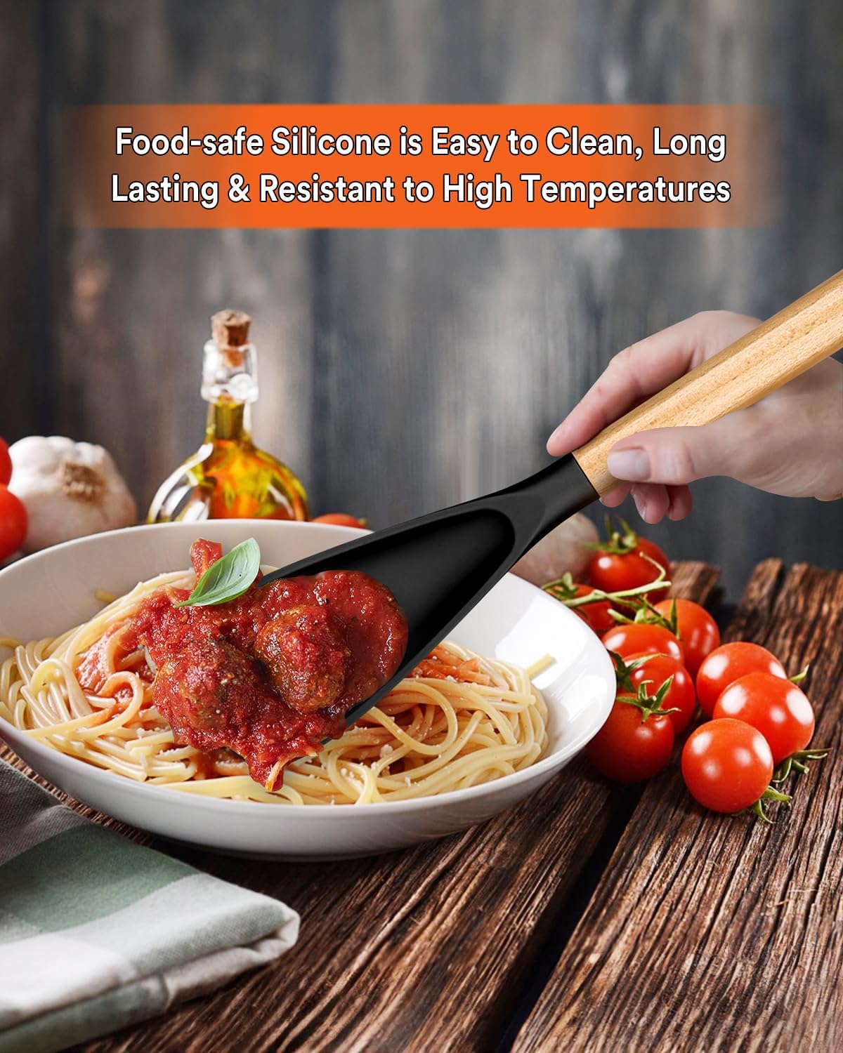 Cooking Spoon for Nonstick Cookwares, Great for Cooking and Serving Sturdy BPA-Free Matte Silicone