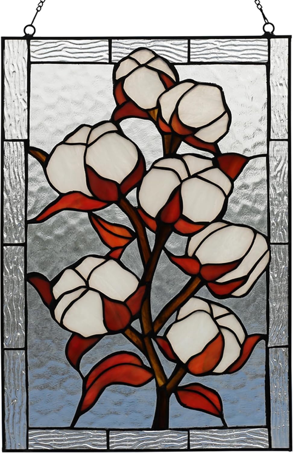 YOURANJU Stained Glass Window Hanging 16" H x 11" W Tiffany Style Rectangular Window Panel Suitable