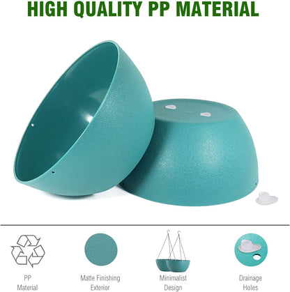 10 inch Hanging Planters for Outdoor Indoor Plants with Drainage Holes and Chain, 2 Pack Round