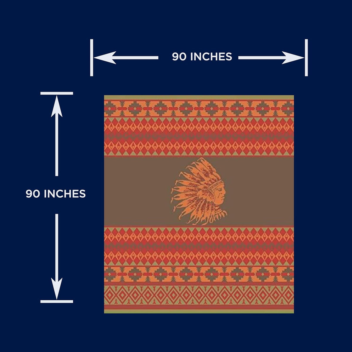 Beacon Blankets Southwestern Chief Henry Native American Design Throw - 90" x 90" Blanket Only