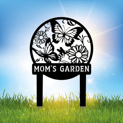 Personalized Butterfly Garden Metal Sign with Stake, Custom Address Plaque Yard Name Sign