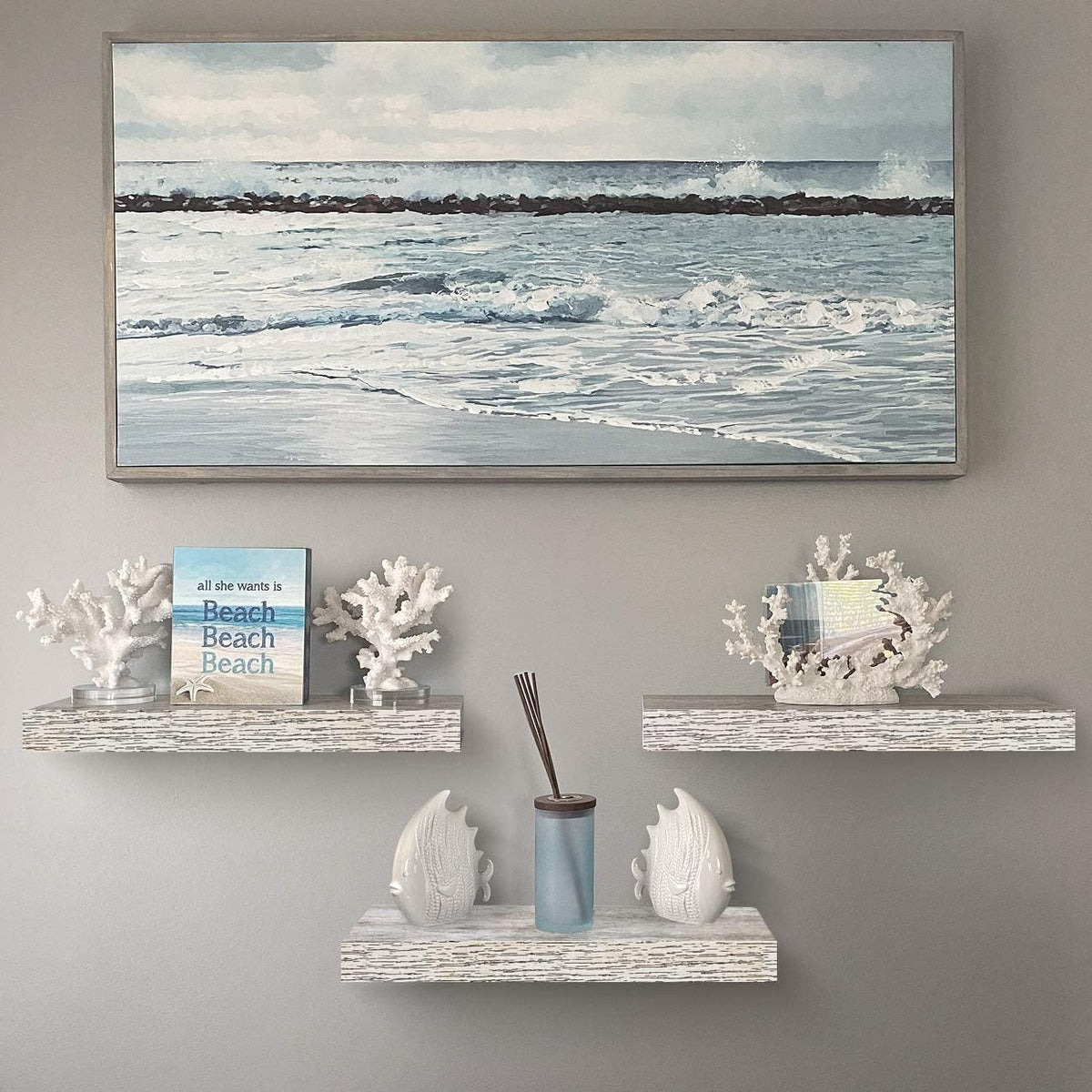 Sorbus Floating Shelves - 3 Pack 16 Inch Rustic Wall Shelves for Bedroom, Kitchen, Living Room