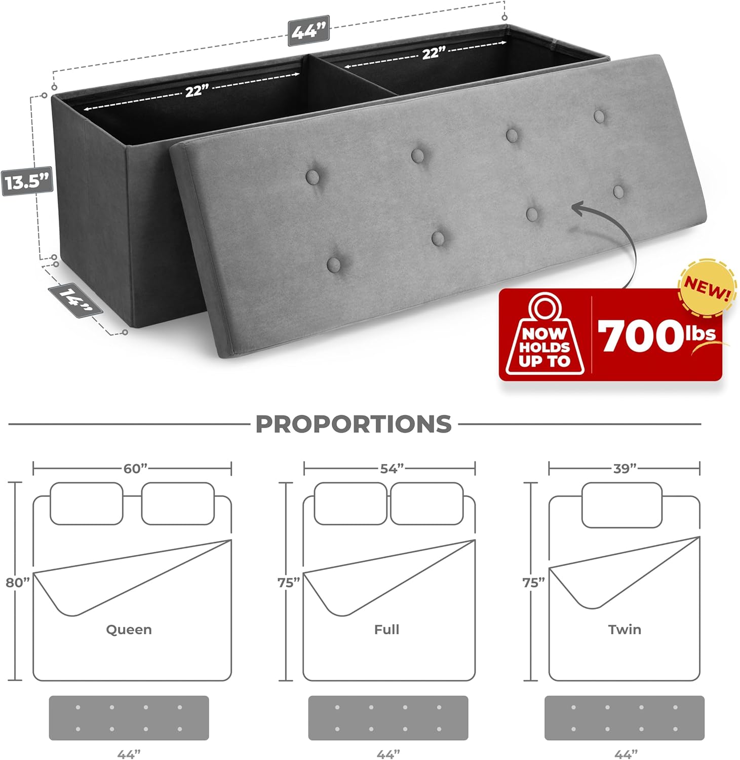 Sorbus Storage Ottoman Bench – Collapsible/Folding Bench Chest with Cover – Perfect Toy and Shoe