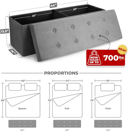 Sorbus Storage Ottoman Bench – Collapsible/Folding Bench Chest with Cover – Perfect Toy and Shoe
