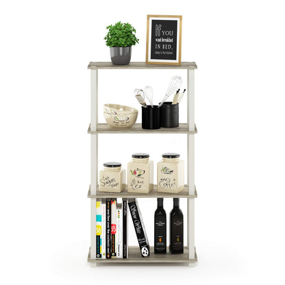 Furinno TURN-S-TUBE Storage Shelves, 4-Tier Book Shelf, Corner Shelf, Toolless Open Shelves, for