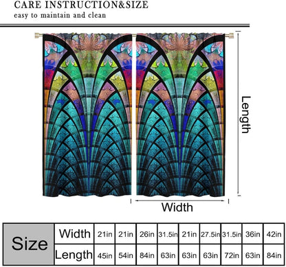 Stained Glass Curtains,Retro Design Style Colorful Abstract Art Home Decor Drapes for Bedroom