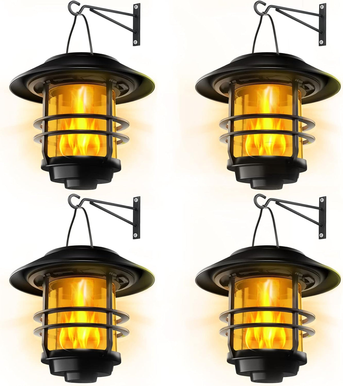 Otdair Solar Wall Lantern Outdoor, Flickering Flames Solar Sconce Lights Outdoor, Hanging Lamps