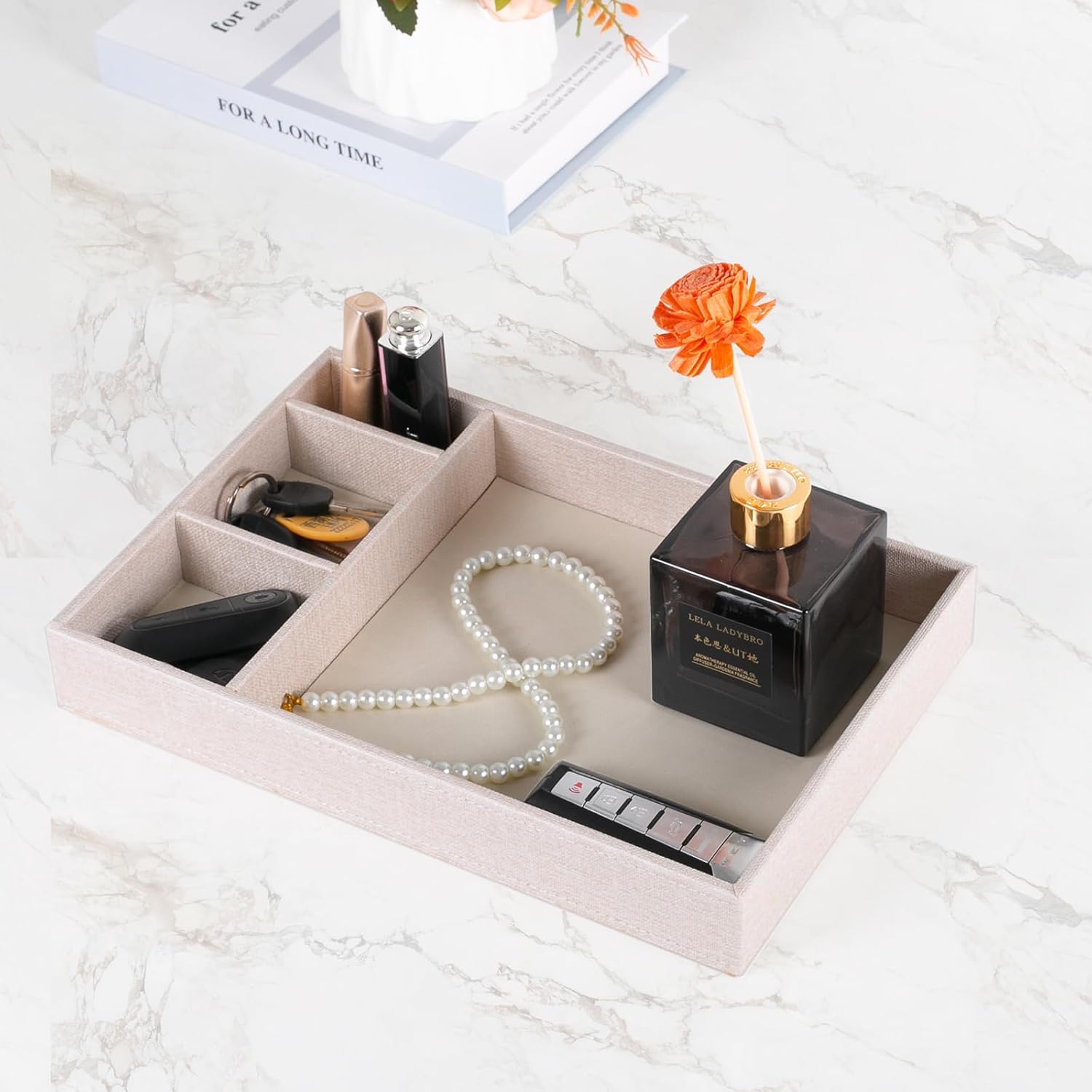 Desktop Storage Organizer, Nightstand or Dresser Organizer, Valet Tray, Entry Table Organizer, 4