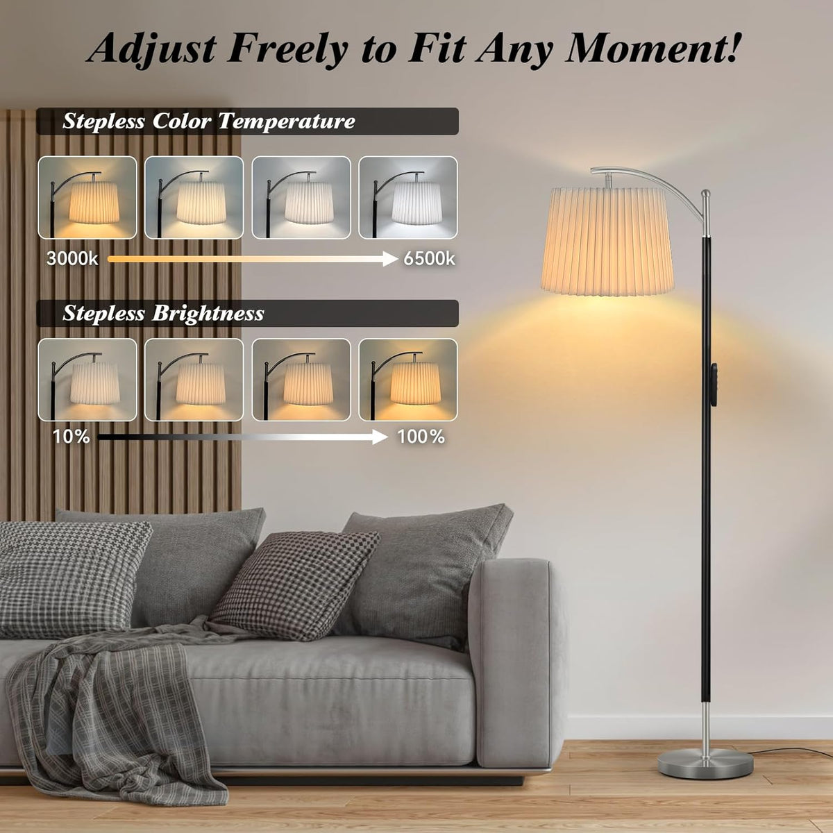 Floor Lamp, LED Floor Lamp with APP & Remote & Touch Control, Stepless Color Temperatures and
