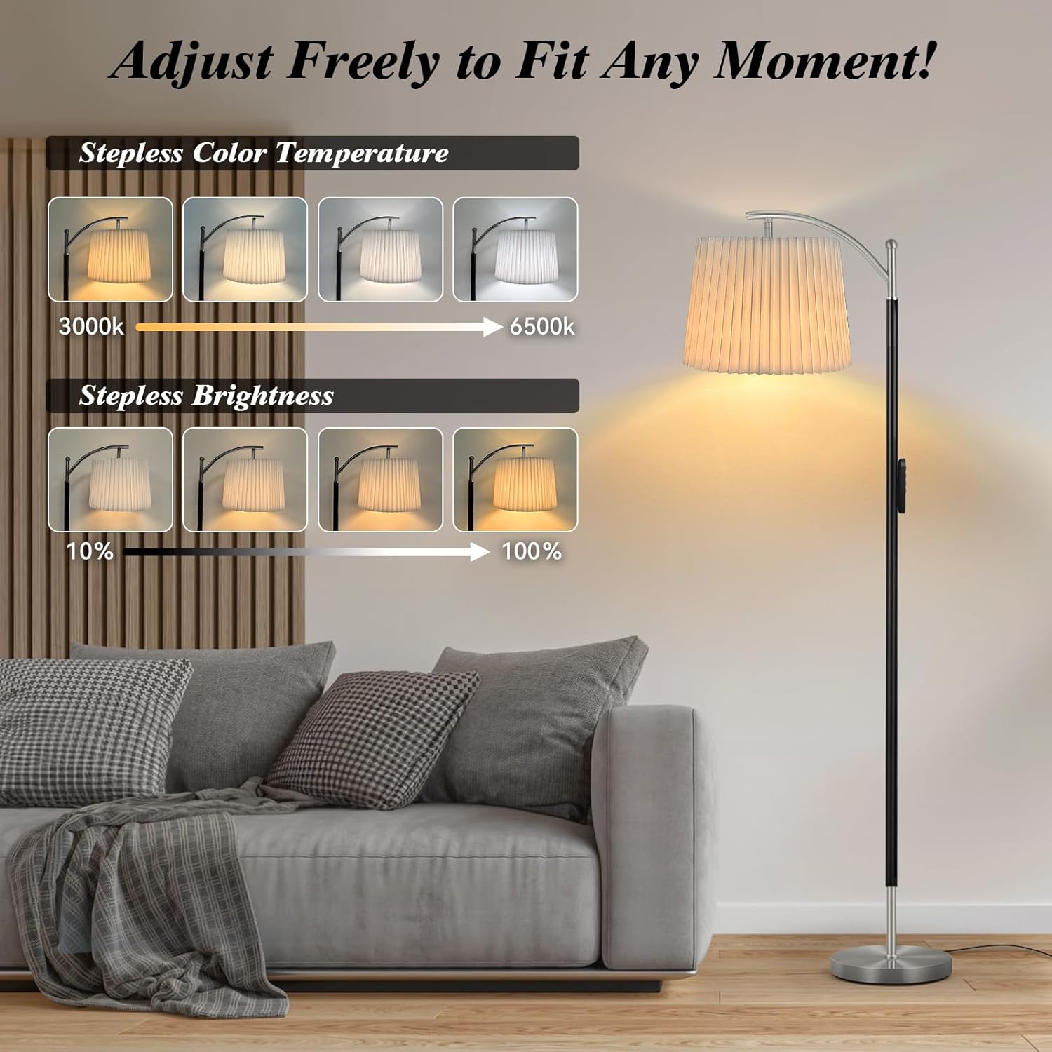 Floor Lamp, LED Floor Lamp with APP & Remote & Touch Control, Stepless Color Temperatures and
