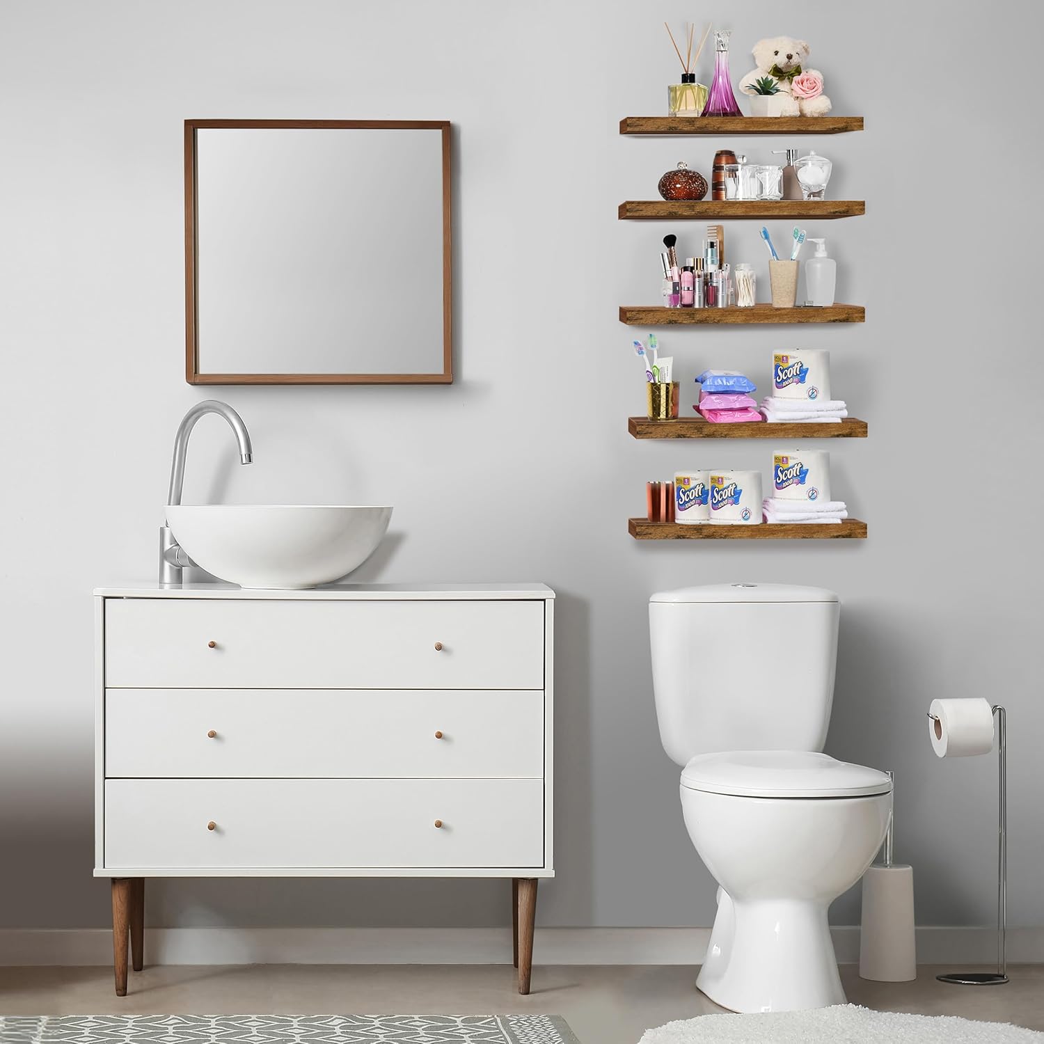 Sorbus Floating Shelves for Wall, Bathroom Shelves Wall Mounted for Kitchen, Bedroom, Living Room