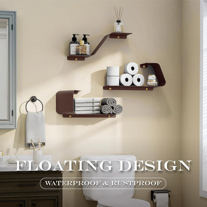 Floating Shelves, Wall Shelf, Set of 3 Wall Mounted Metal Shelves with Unique Design for Wall
