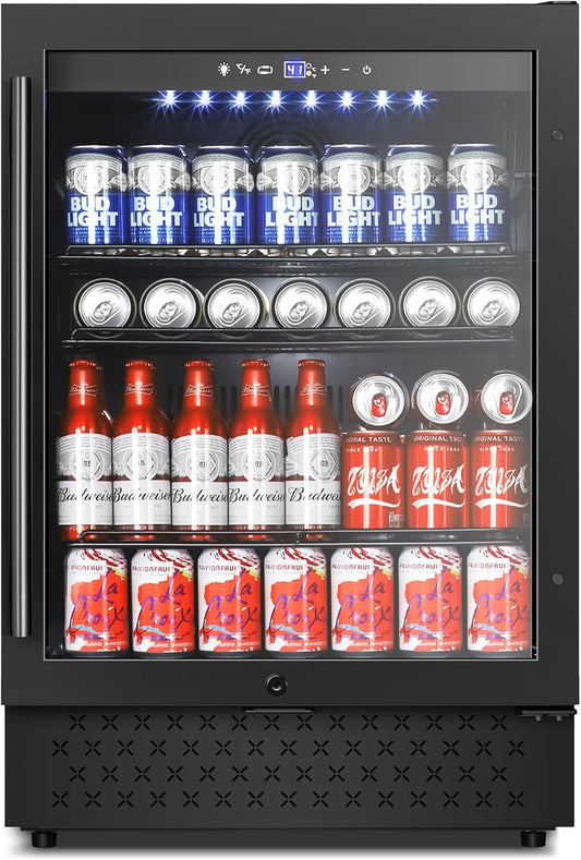 Tylza Beverage Refrigerator 24 Inch, Under Counter/Freestanding Drink Fridge, 190 Cans Beverage