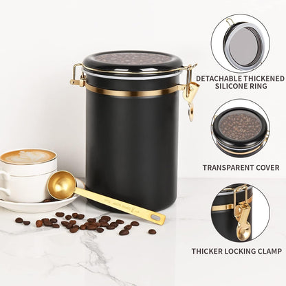 Yangbaga 304 Stainless Steel Coffee Canisters for Ground Coffee,2 x 63OZ Coffee Container with